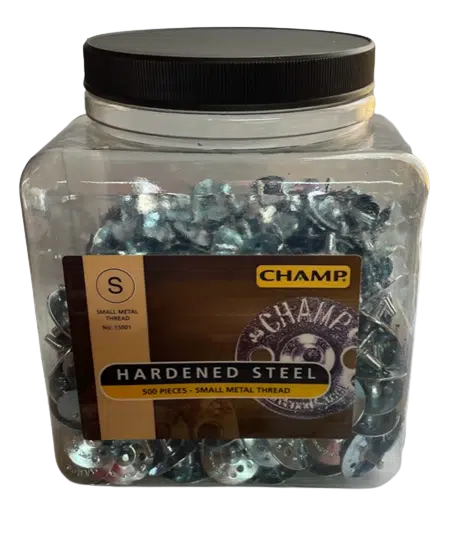 Champ Hardened Steel Golf Spikes 6mm Small Metal Thread Bulk Bowl (500)